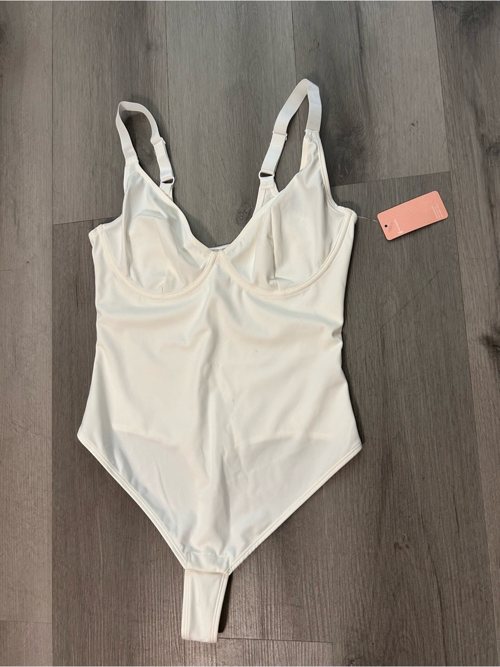 Sleek White Underwire Shaping Bodysuit with Adjustable Straps